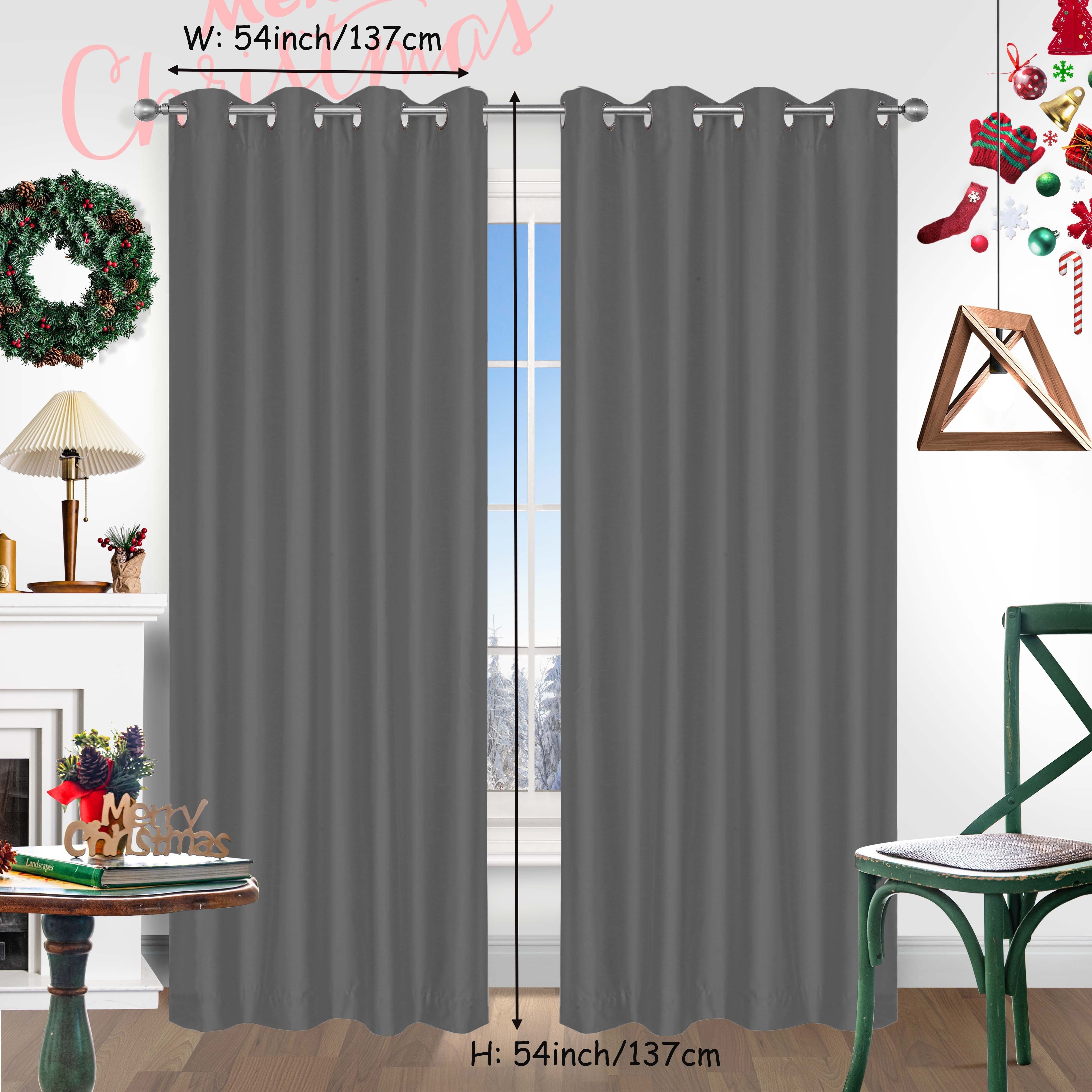 Red Christmas Curtains 2 Pieces Faux Silk Grommet Top for Living Room Bedroom Office