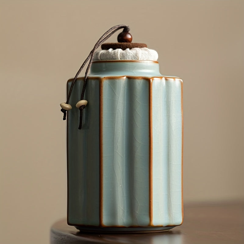 Ceramic Tea Caddy, Chinese Style, Portable Multi-Functional Coffee and Tea Storage