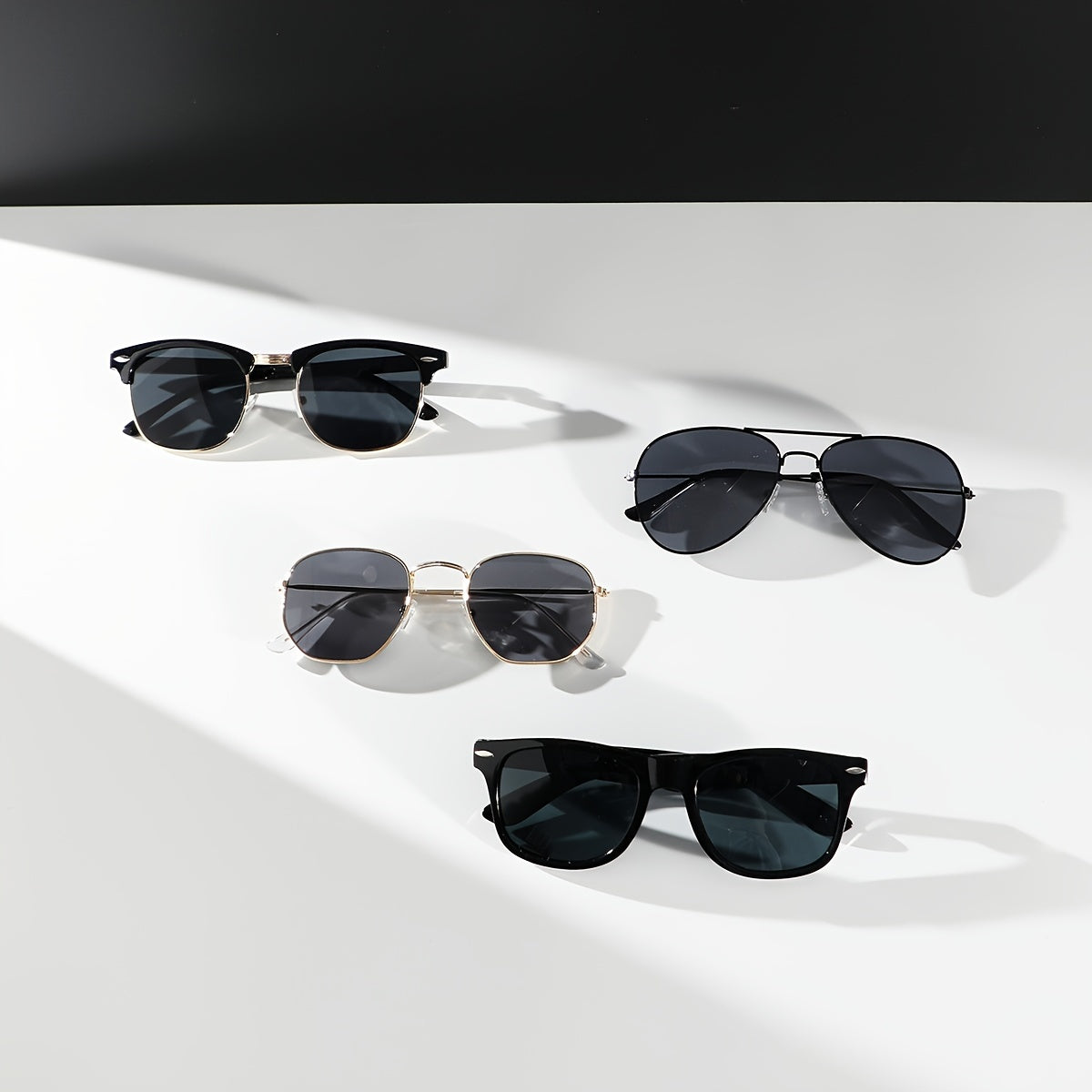 Мужские черные рисовые ногти геометрические овальные уличные повседневные очки 4 пары