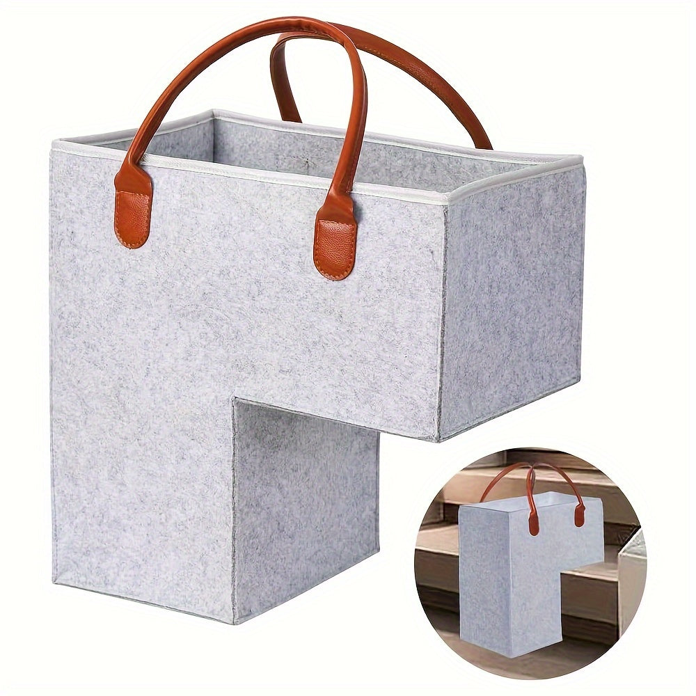 Cesta de almacenamiento plegable para escaleras con alfombra con asa para ropa, libros y electrónicos