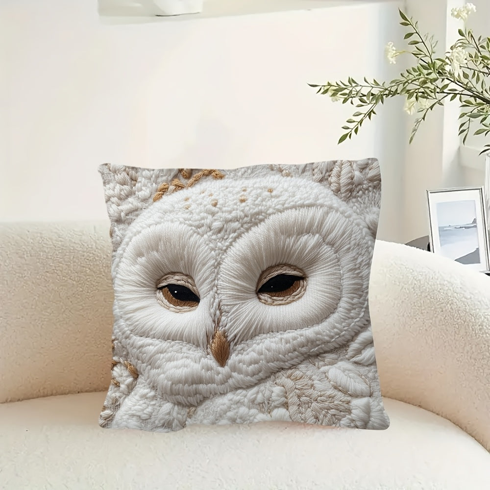 Плюшевый наволочка для подушки Snowy Owl 45,72x45,72 см двусторонняя, на молнии, моющаяся