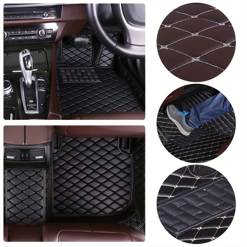 Full-Coverage Waterproof PU Leather Car Floor Mat for EV Sedan Durable Dustproof