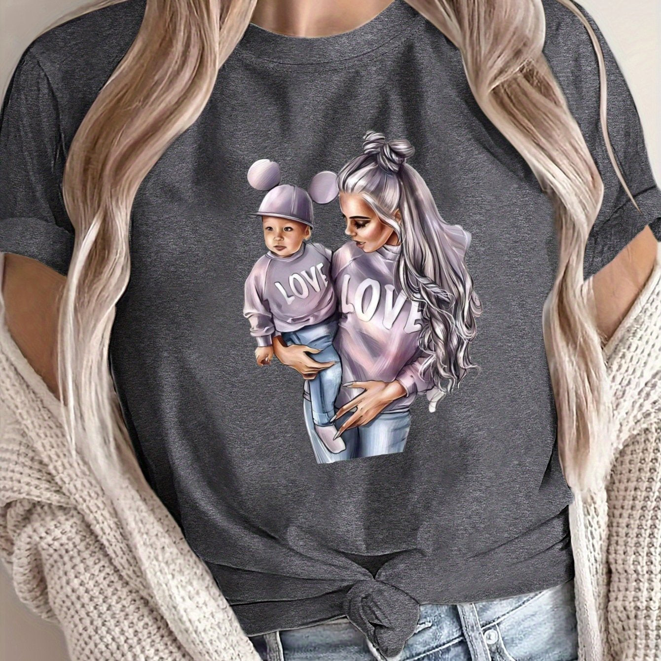 Camiseta suelta de gran tamaño para mujer, algodón transpirable, manga corta casual