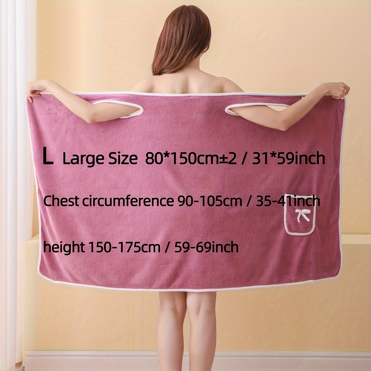 Women's Bath Towel with Pocket Absorbent and Adjustable for Bathroom and Home