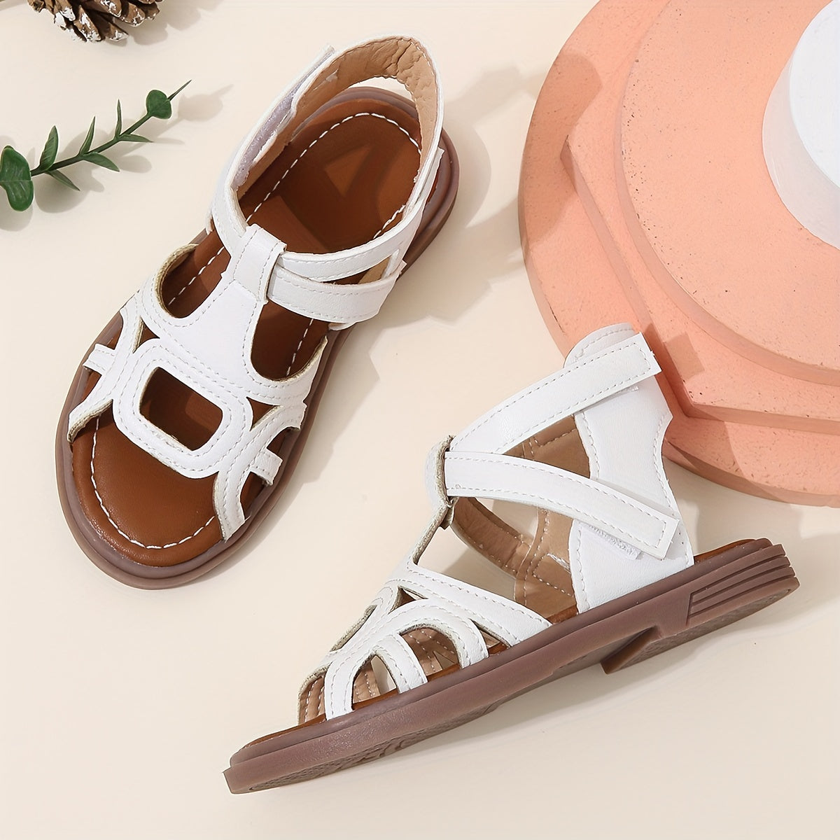 Girls' Summer Sandals Open Toe T-strap PU Platform Beach Shoes for Kids