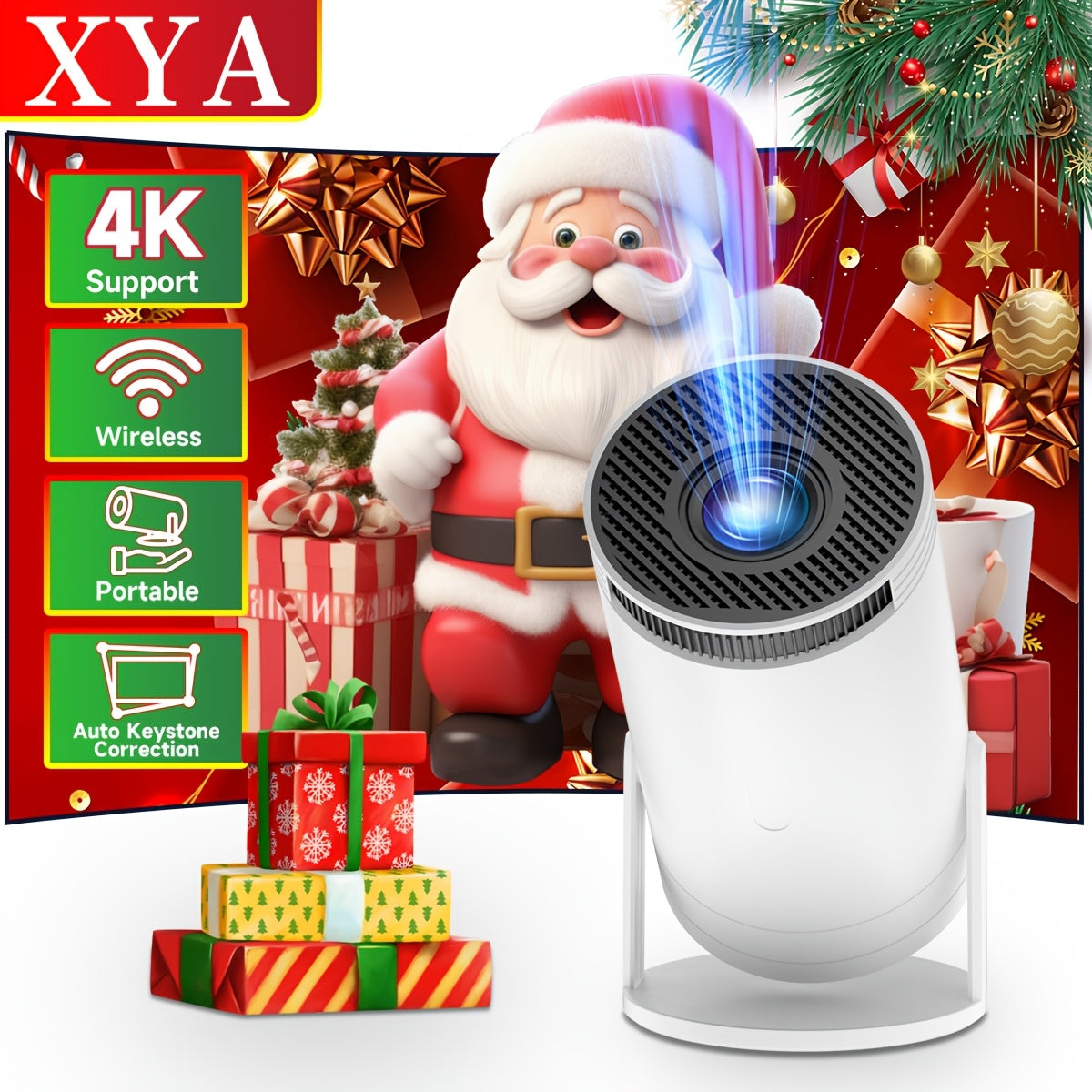 Ultra-Bright Mini Projector 4K/1080P Support Wireless Portable For Smartphones