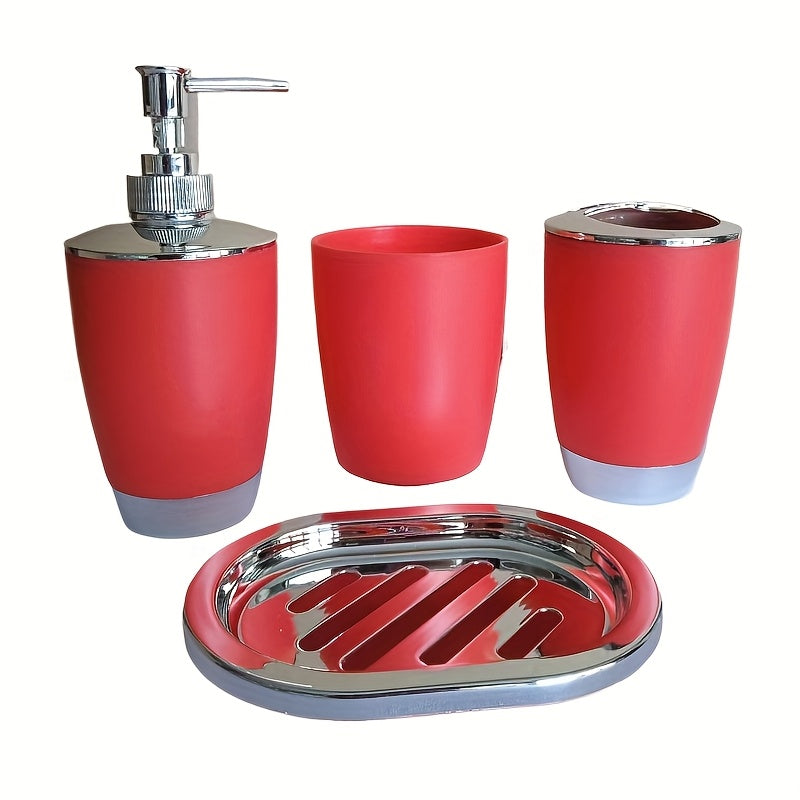 6-Piece Bathroom Accessory Set with Trash Can Toilet Brush Lotion Dispenser Soap Dish Mouthwash Cup and Toothbrush Holder