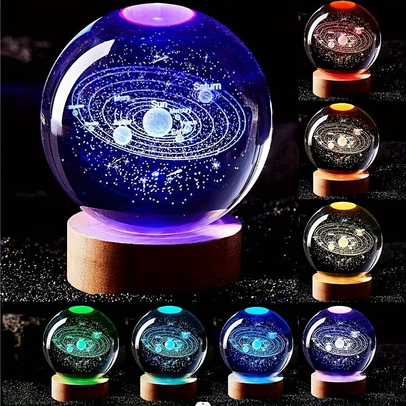 USB-Powered 3D Laser Crystal Ball Night Light Galaxy Design for Home Decor and Gifts