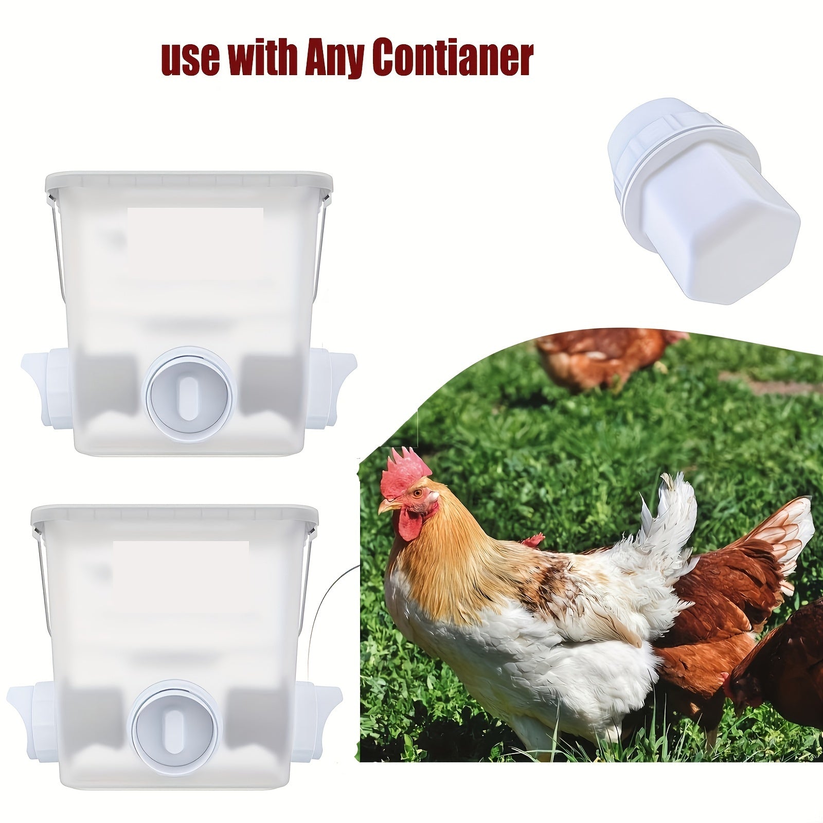 DIY Chicken Feeder Kit 20pcs Rainproof Gravity-Fed for Buckets Bins Troughs