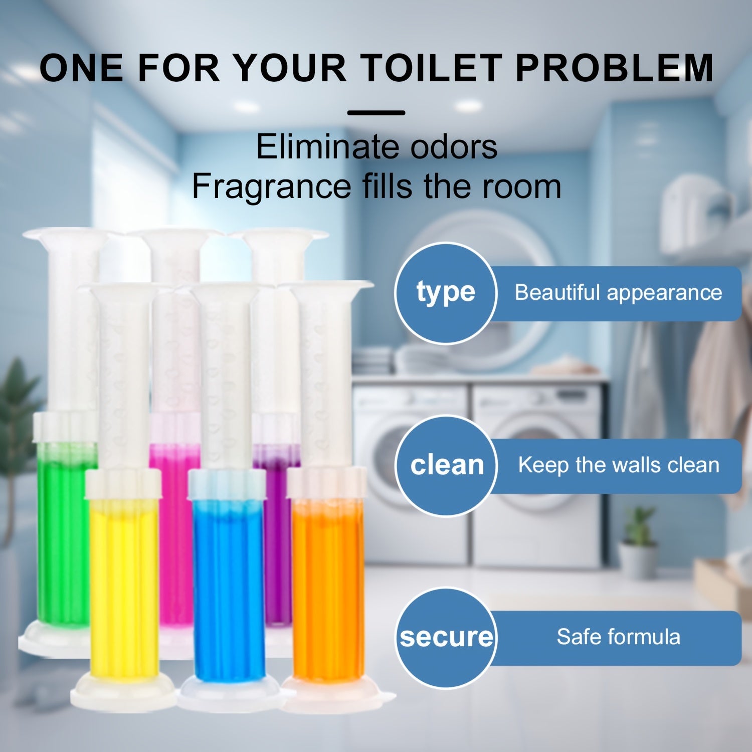 Toilet Gel Stamp Set with 6 Sticks Toilet Freshener and Deodorizer with Floral Scent