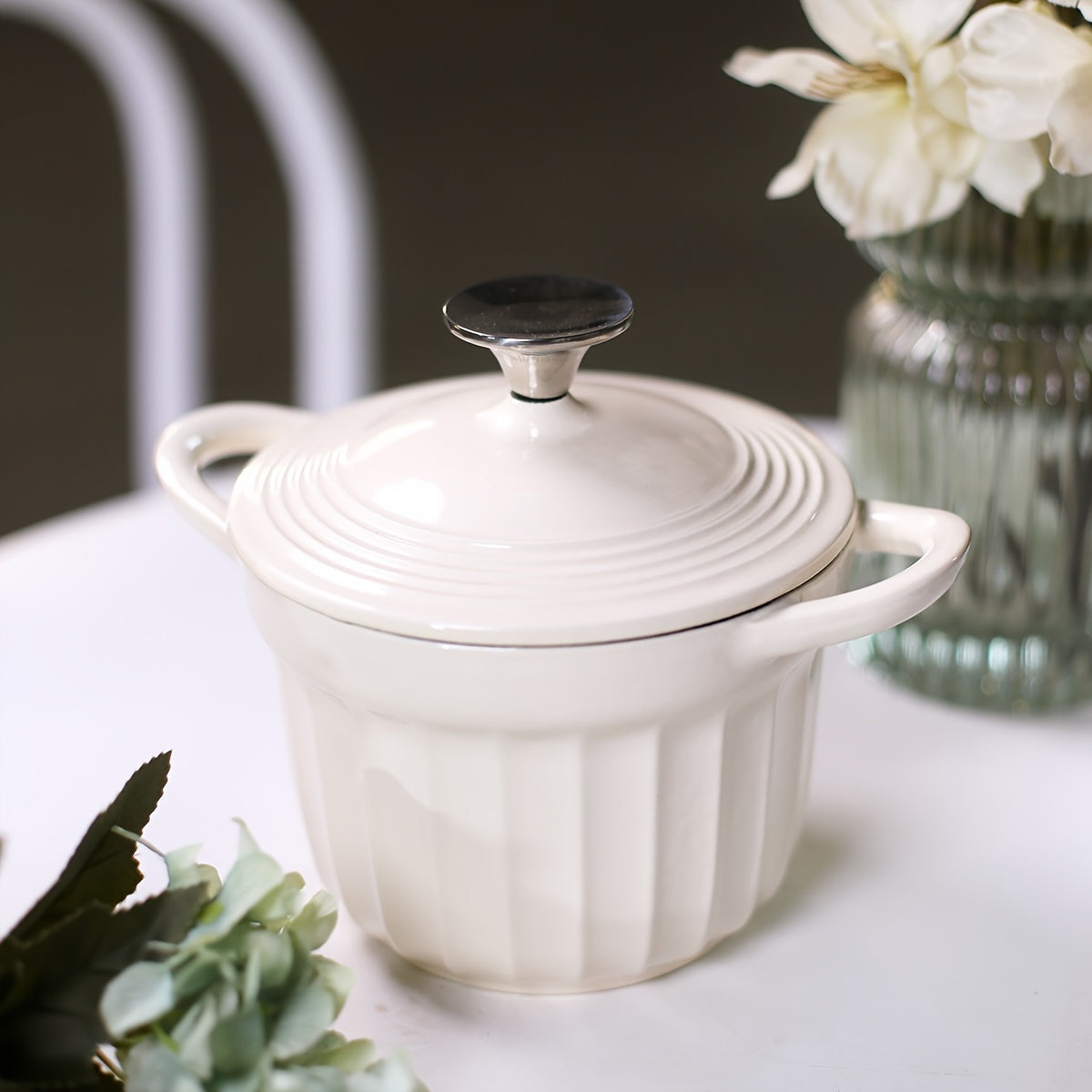 Enamel Rice Pot with Lid Cast Iron Stew Pot Oven Kitchenware Set 61oz 98oz 105oz