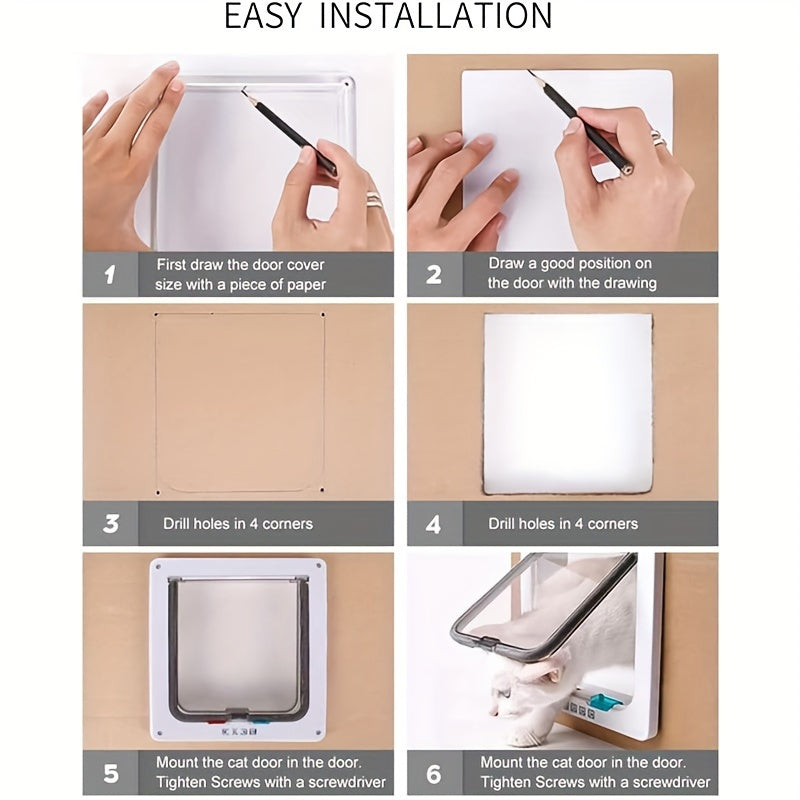 Two-Way Pet Door for Cats and Dogs ABS Secure and Convenient Access