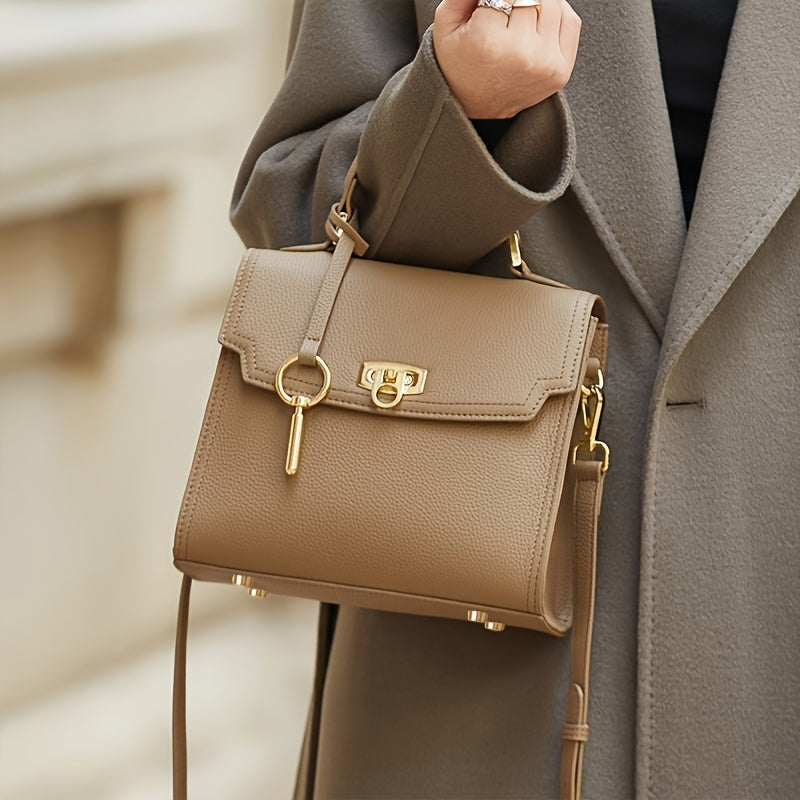 Bolso bandolera de cuero genuino para mujer, bolso pequeño elegante acolchado con correa ajustable