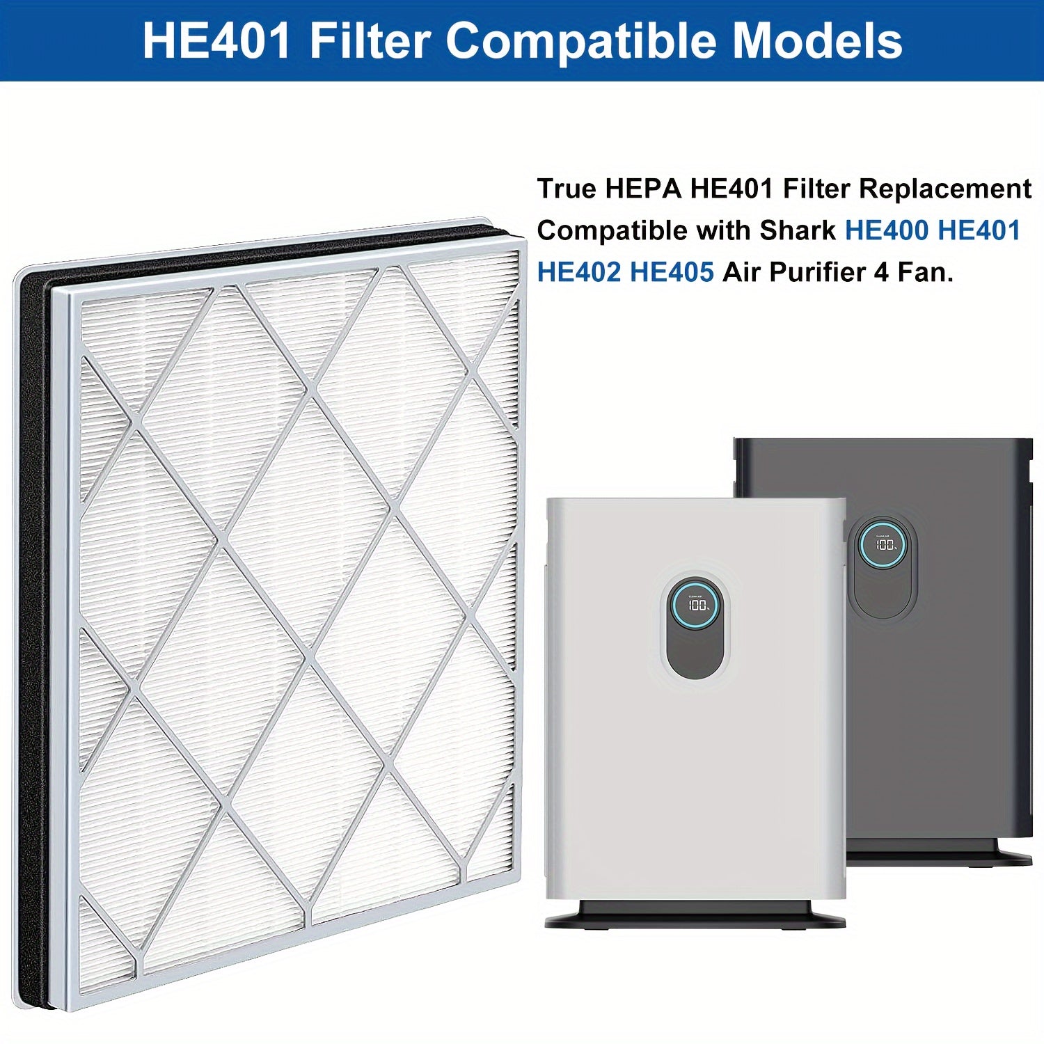 Replacement True HEPA Filter for Air Purifier H13 High Efficiency for HE401 HE402 HE405