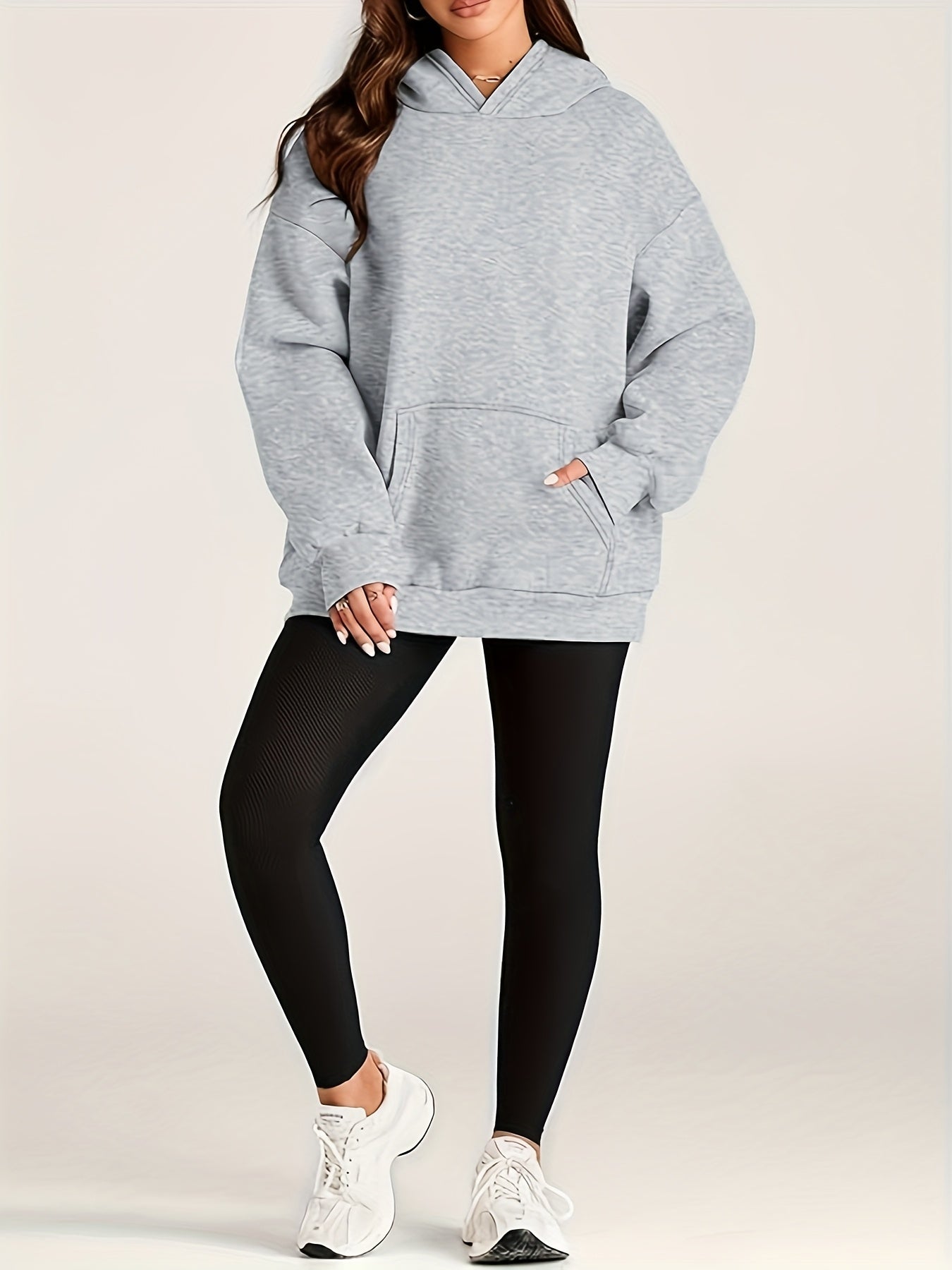 Women's Oversized Fleece Hoodie with Kangaroo Pocket Casual Winter Fall