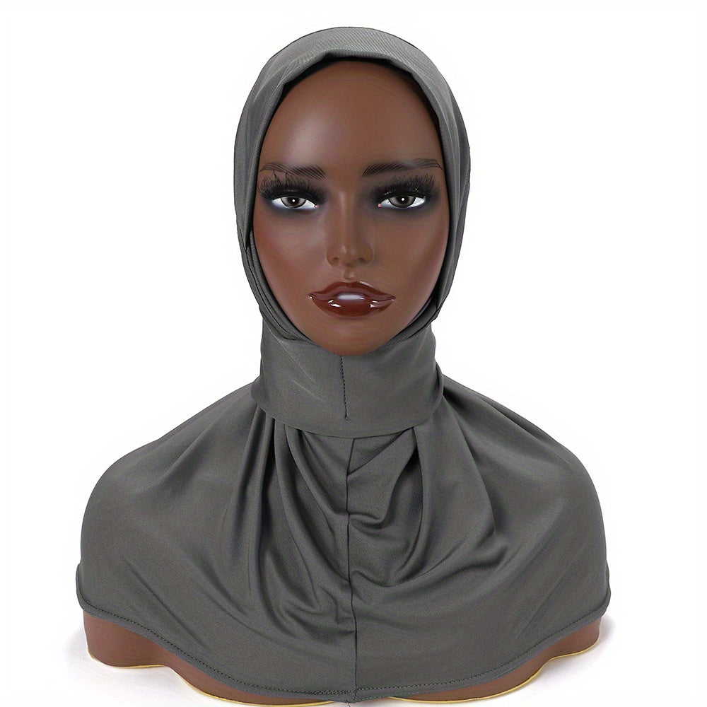 Solid Color Hijab for Women with Elastic Back and Snap Closure
