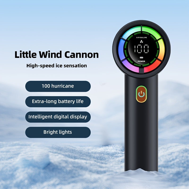 Portable Rechargeable Fan with 3000mAh Battery Adjustable Speeds Ultra-Quiet LED Display for On-the-Go Cooling