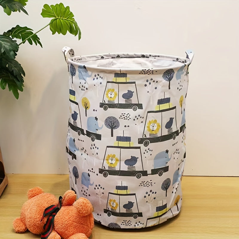 White Polyester Toy Storage Basket for Laundry and Organization