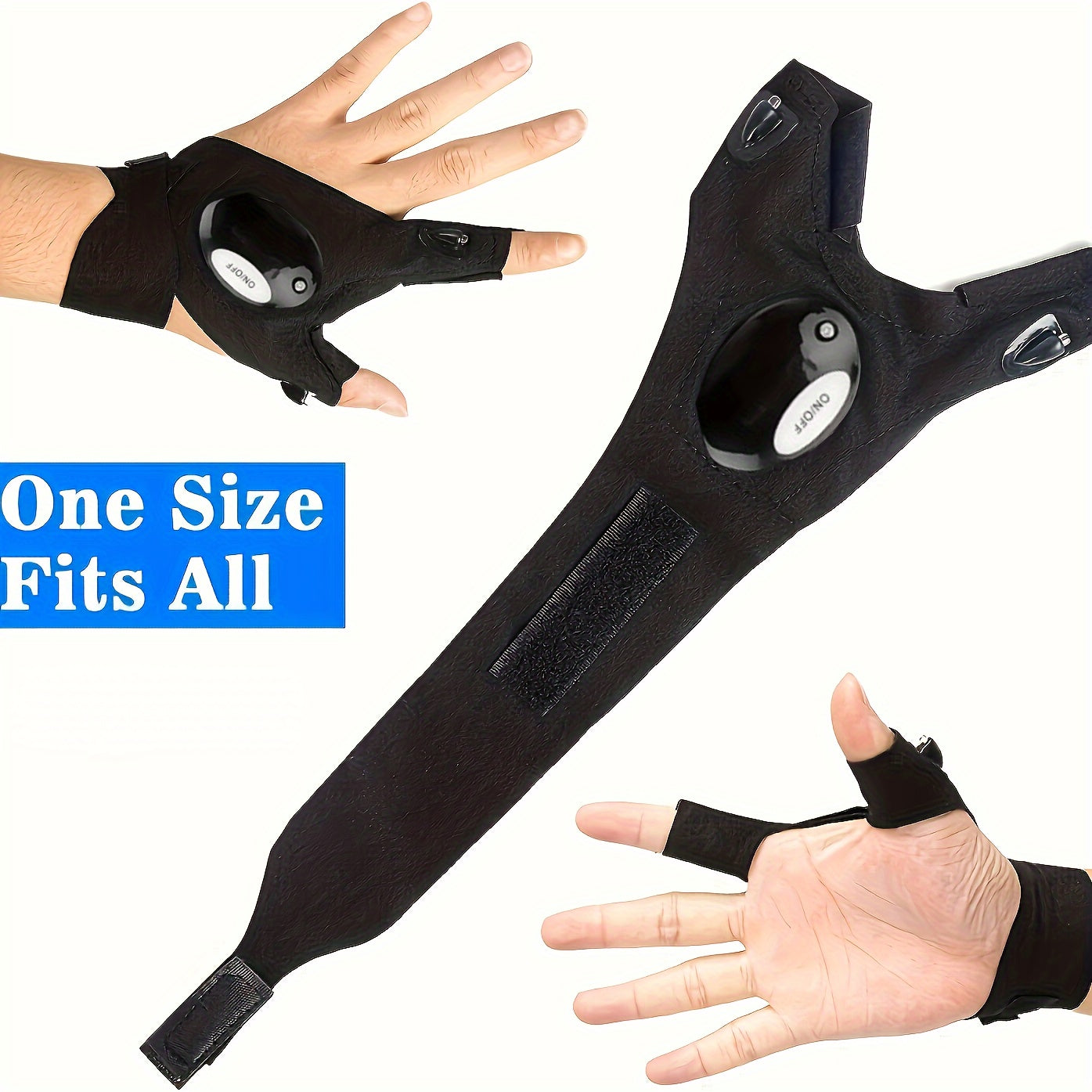 Unisex LED Flashlight Gloves Hands-Free Safety Lights for Camping Fishing