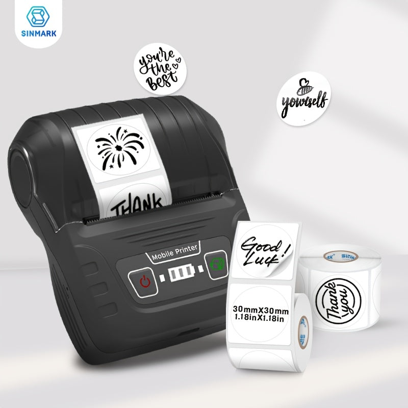 Mini Thermal Label Maker Portable Smartphone-Compatible USB Rechargeable Monochrome Printer for Labels