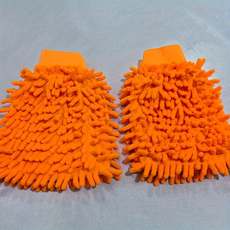 2-Pack Microfiber Car Wash Mitts Double-Sided Soft Cleaning Gloves