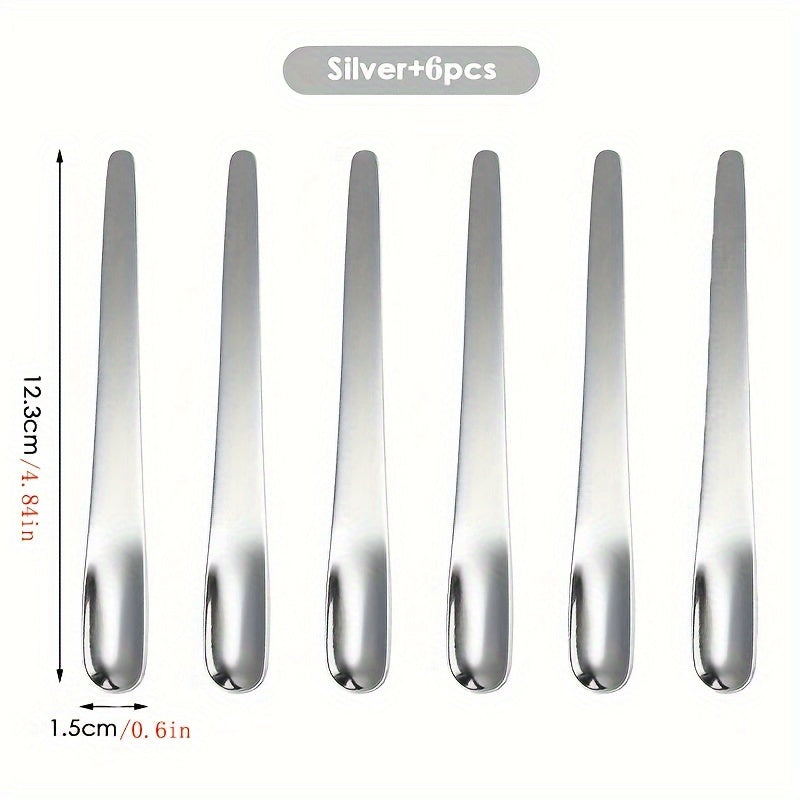 Set of 6 Stainless Steel Coffee Spoons for Desserts, Small Scoops, Stirring