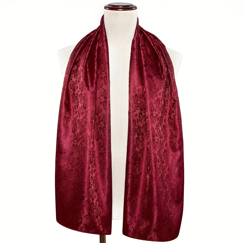 Men's Black Jacquard Paisley Floral Scarf for Autumn Winter