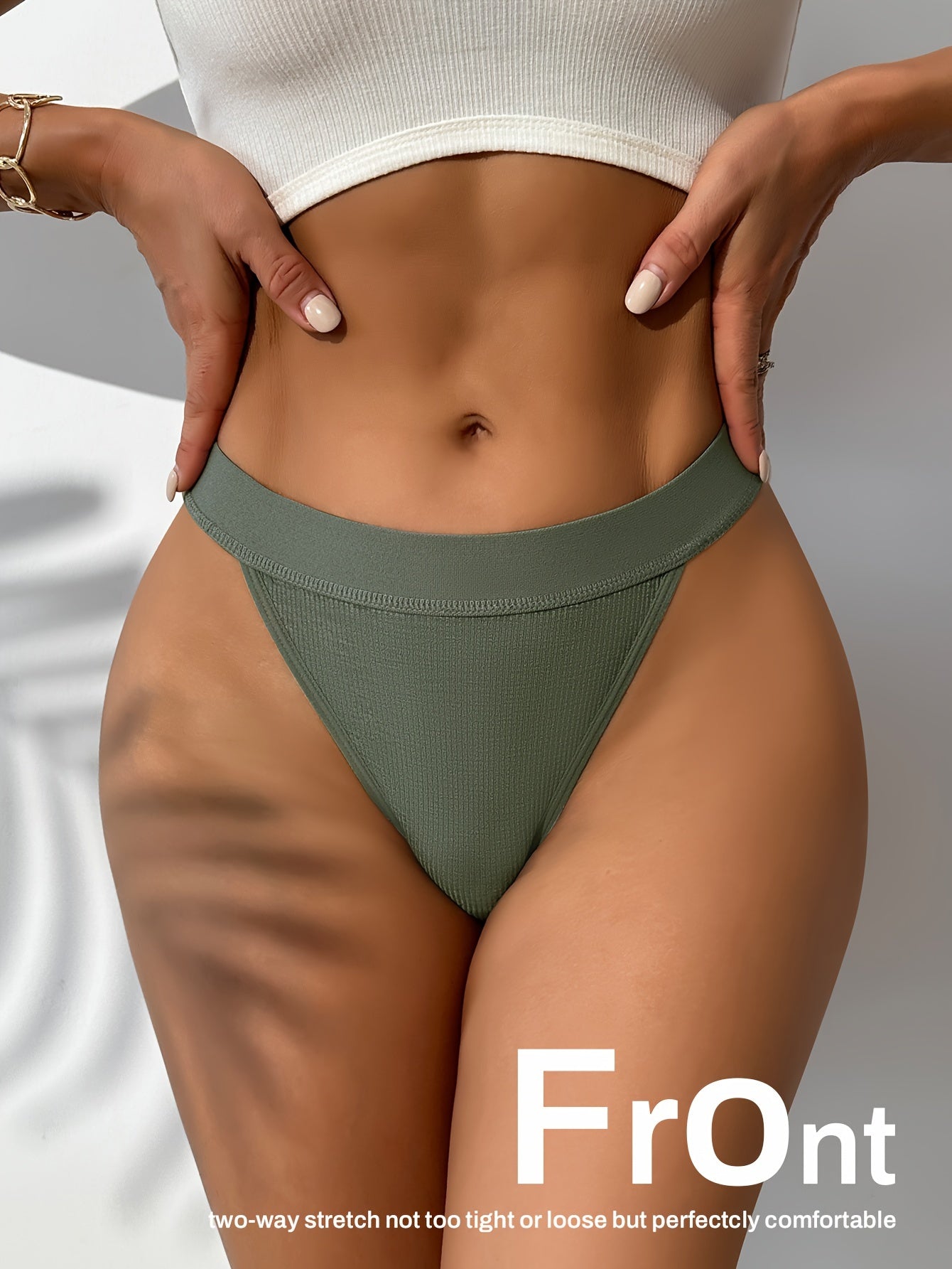 Women's Seamless Breathable Skin-Friendly Thong Solid Color Mid Rise V-String Underwear