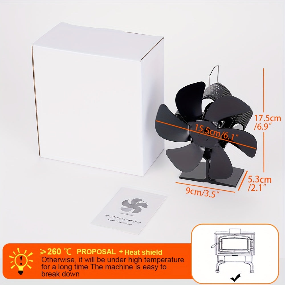 Ichki havo aylanishi uchun portativ alyuminiy issiqlik taqsimlash tizimi, elektr energiyasi talab qilinmaydi - Hormy 6-pichoqli pechka ventilyatori bilan tanishing.