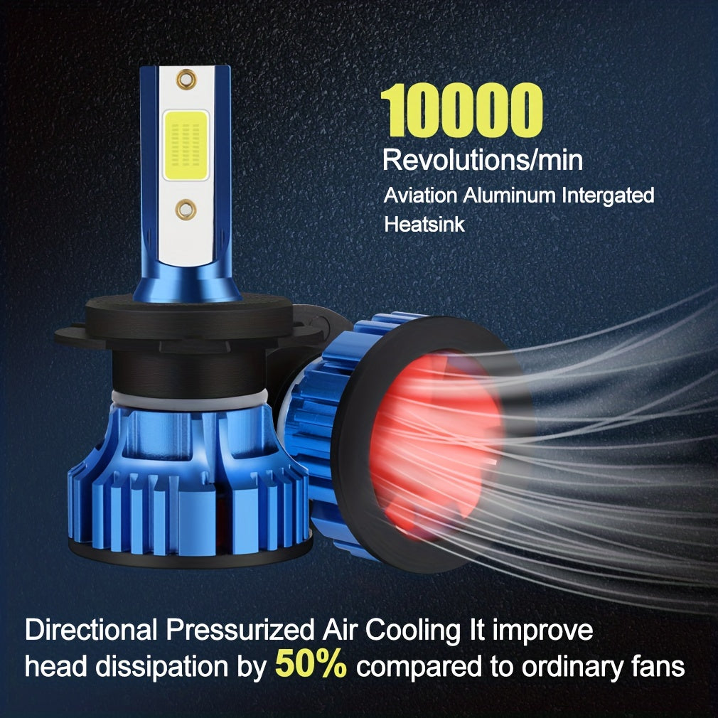 2Pcs 72W LED Headlight Bulbs for Cars 6500K White High Power H4 H7 H11