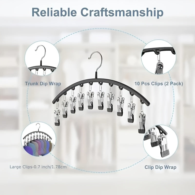 1-Piece Hat Hanger with 10 Clips for Hats Jeans and Pants Space-Saving Closet Organizer