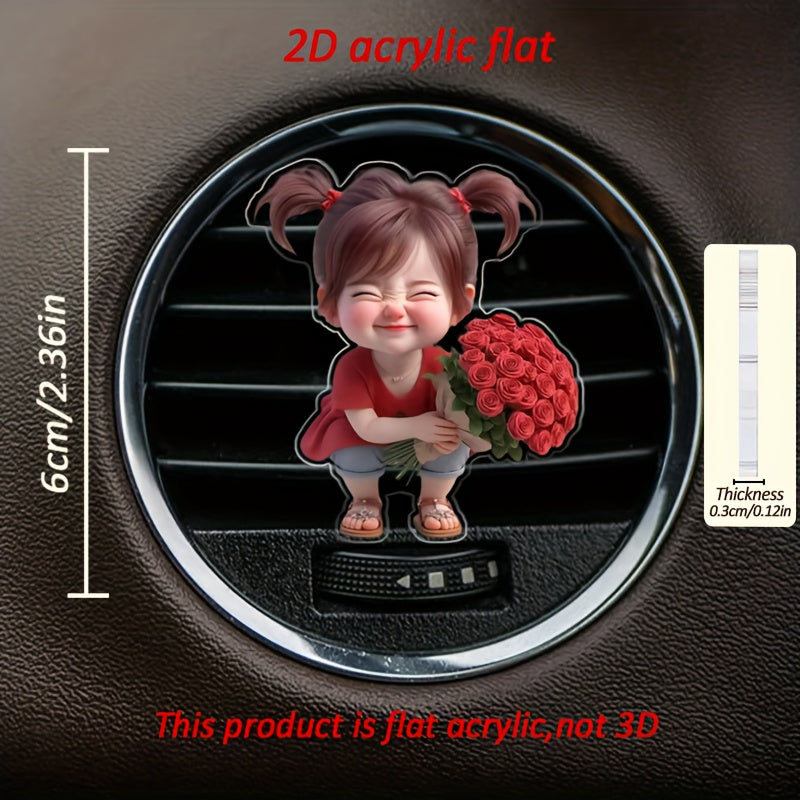 Cute Cartoon Car Air Vent Clip Acrylic Perfumed Fragrance Diffuser Pack