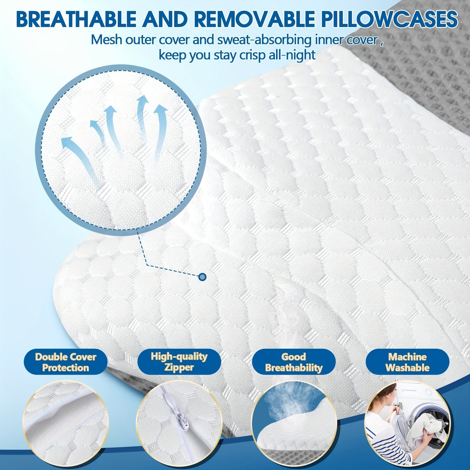 Ergonomic Memory Foam Pillow for Neck Shoulder Support with Ear Piercing Design