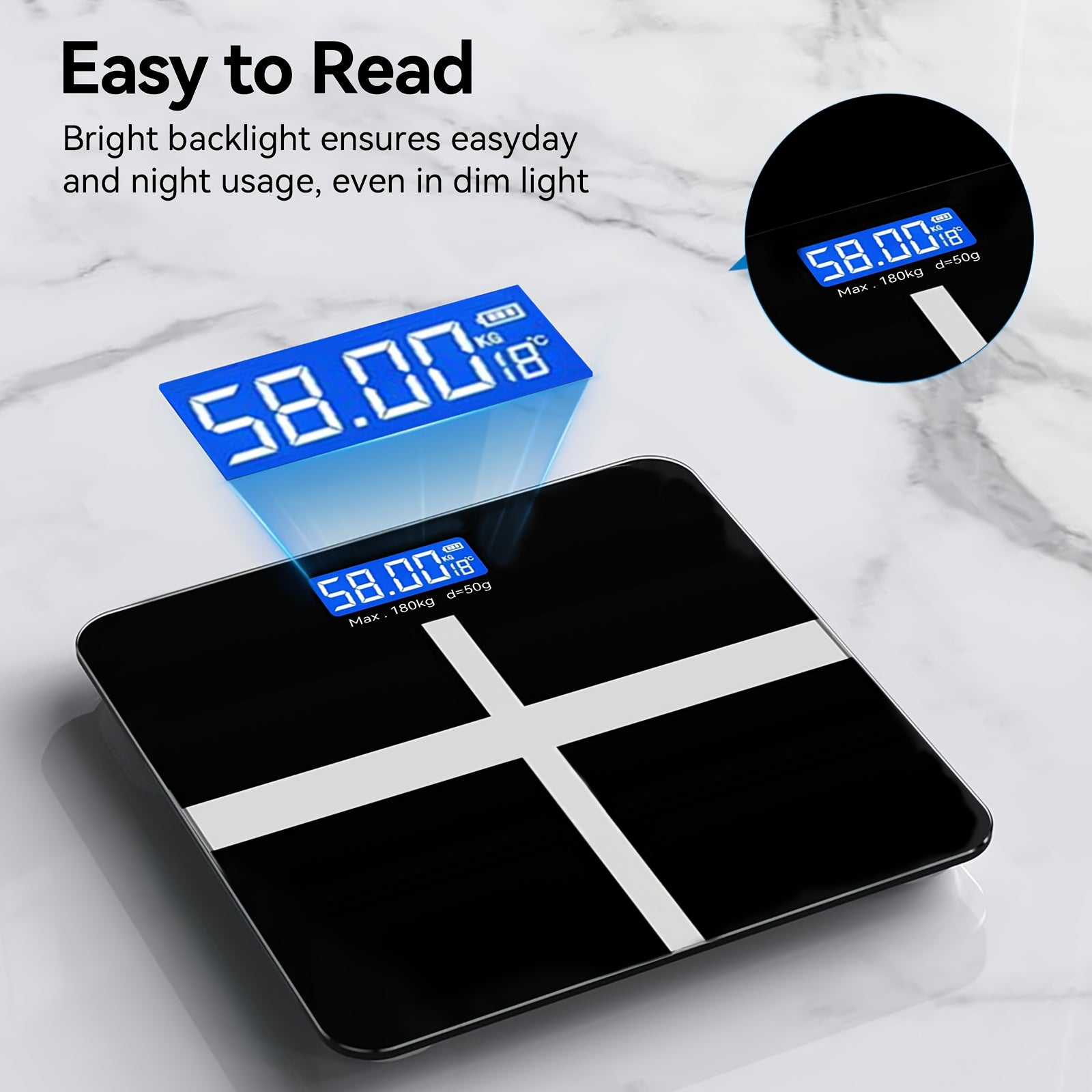 Yuqori aniqlikdagi elektron vazn o'lchagich, 179.62 KG sig'im, KG va funtlar o'rtasida almashtiriladigan, keng platforma, harorat bilan LCD ekran, uy va sport zalida foydalanish uchun ideal.