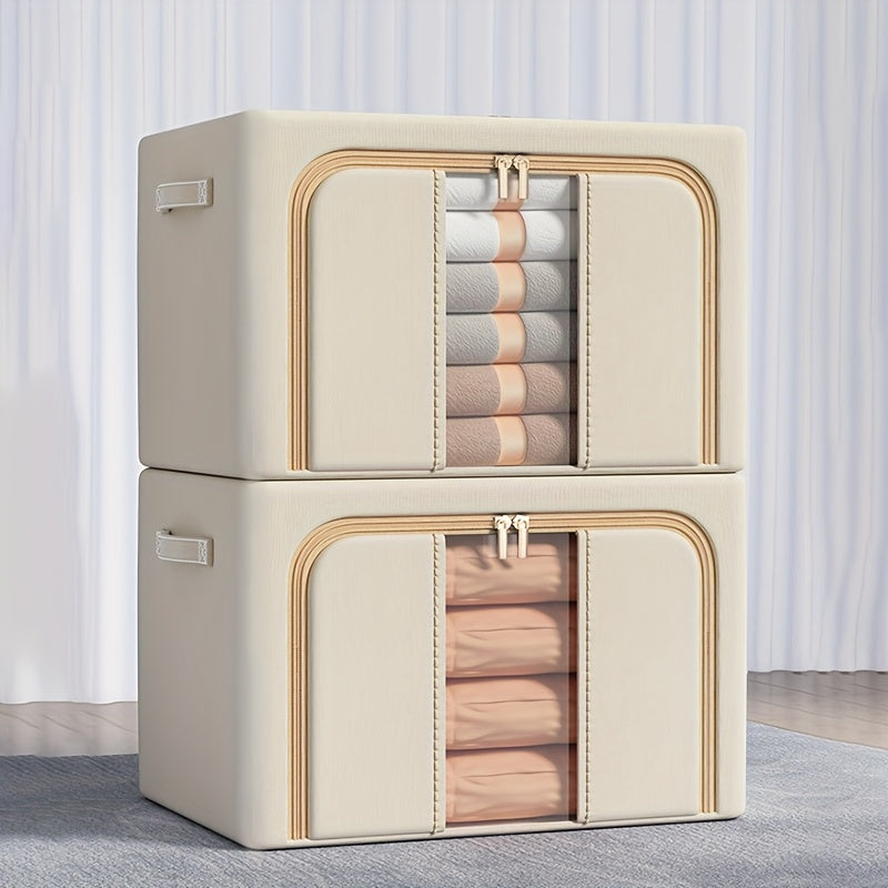 Large Capacity Foldable Storage Box Oxford Fabric Lavender with Transparent Window and Zipper