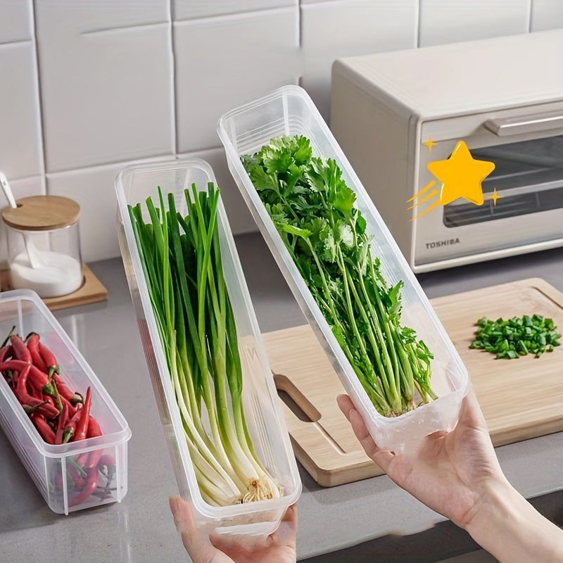 Contenedor de almacenamiento de verduras de plástico reutilizable Square con tapa abatible para hierbas frescas y verduras verdes