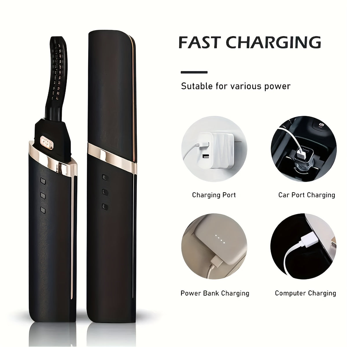 Rechargeable Electric Eyelash Curler for Women with USB Charging and Long-Lasting Curls