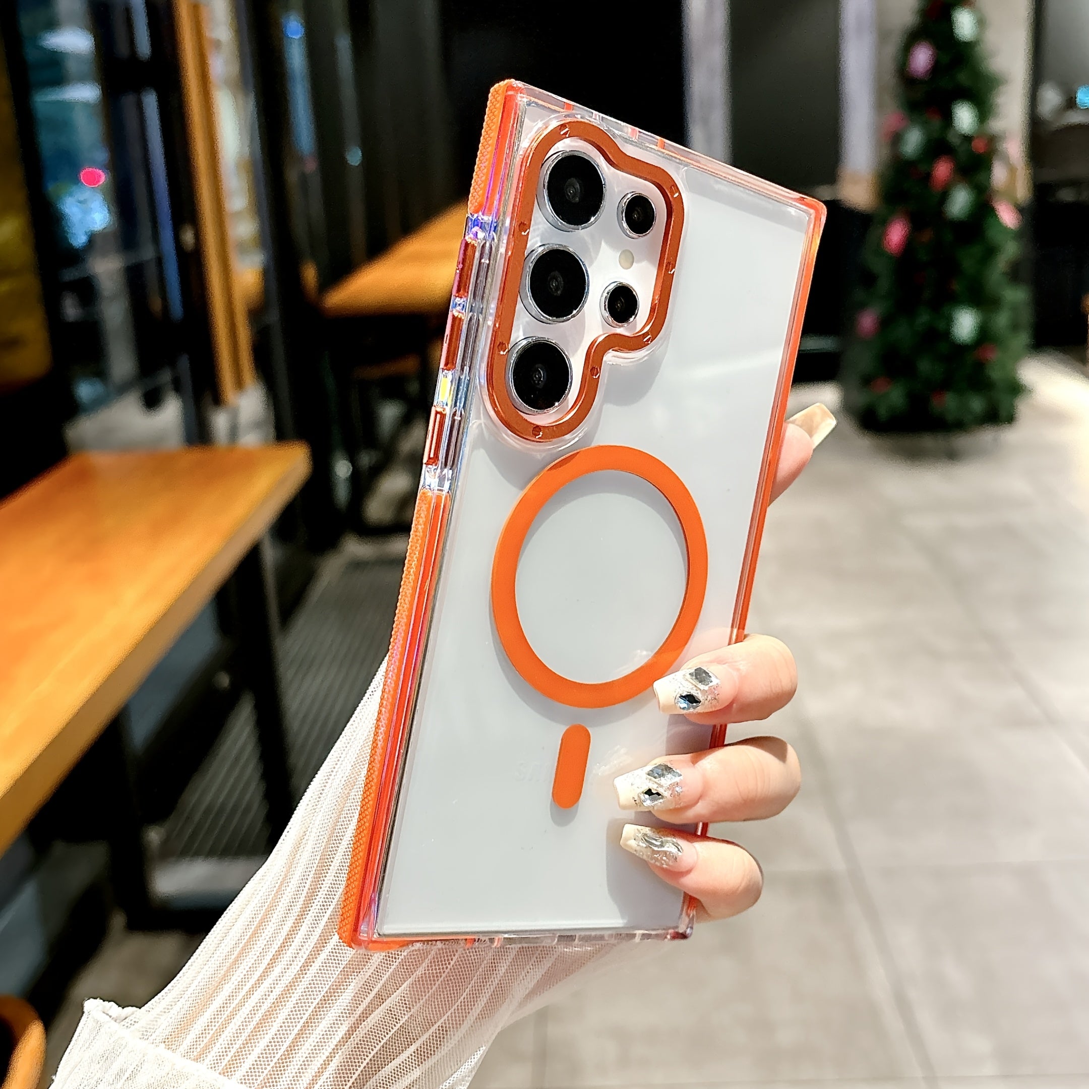 Transparent Magnetic Anti-Slip Phone Case for Samsung Galaxy S23 Ultra Plus with Wireless Charging and Shockproof Protection