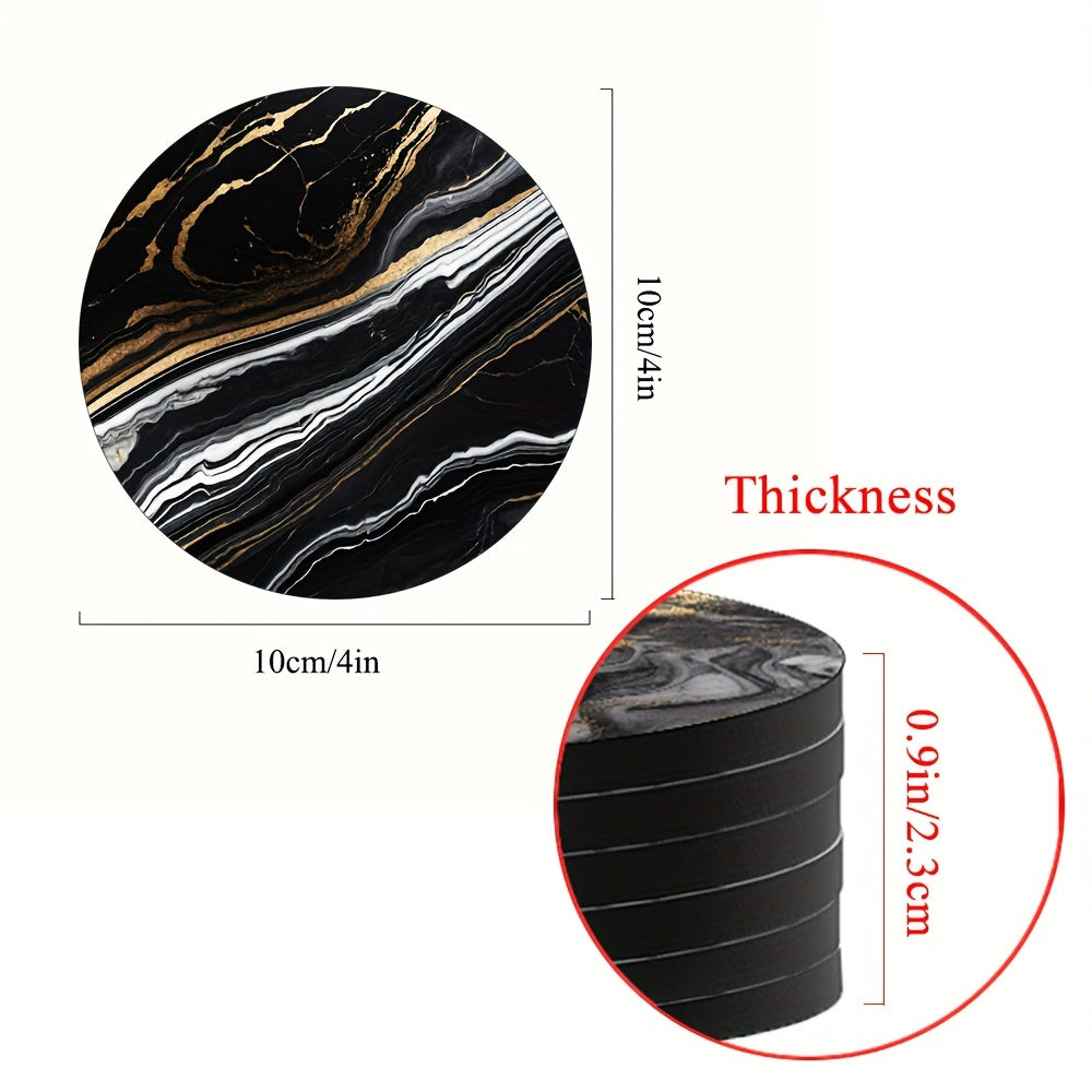 6 ta oltin marmar ko'zgu, singdiruvchi kauchuk va sirpanmaydigan orqa qismi bilan, uy bezatish yoki uyga ko'chish sovg'asi sifatida mukammal, har biri 10.16 sm diametrda.