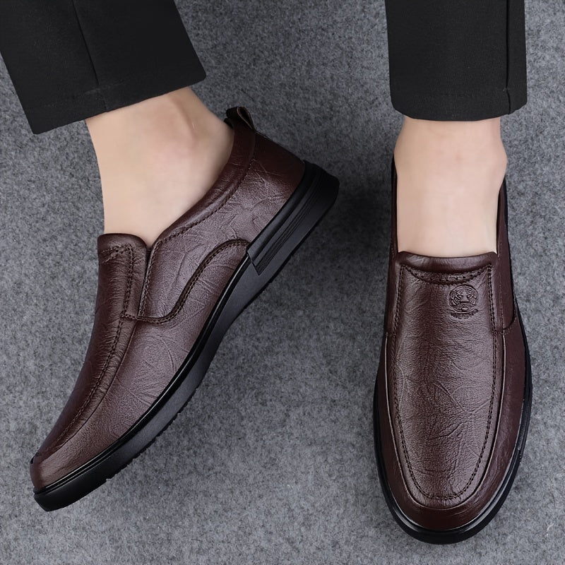 Men's Slip On Loafer Shoes Leather Casual Round Toe for Fall Spring Summer Winter