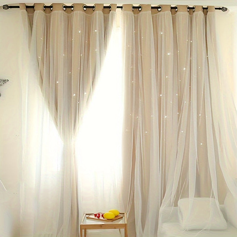 Double Layer Curtain Made of 100% Pure Color Star Yarn Cloth for Living Room Bedroom Kitchen Bathroom