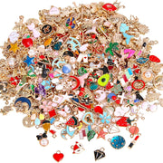 50 Pieces Assorted Golden Enamel Plated Zinc Alloy Jewelry Charms for DIY Pendants Bracelets Earrings