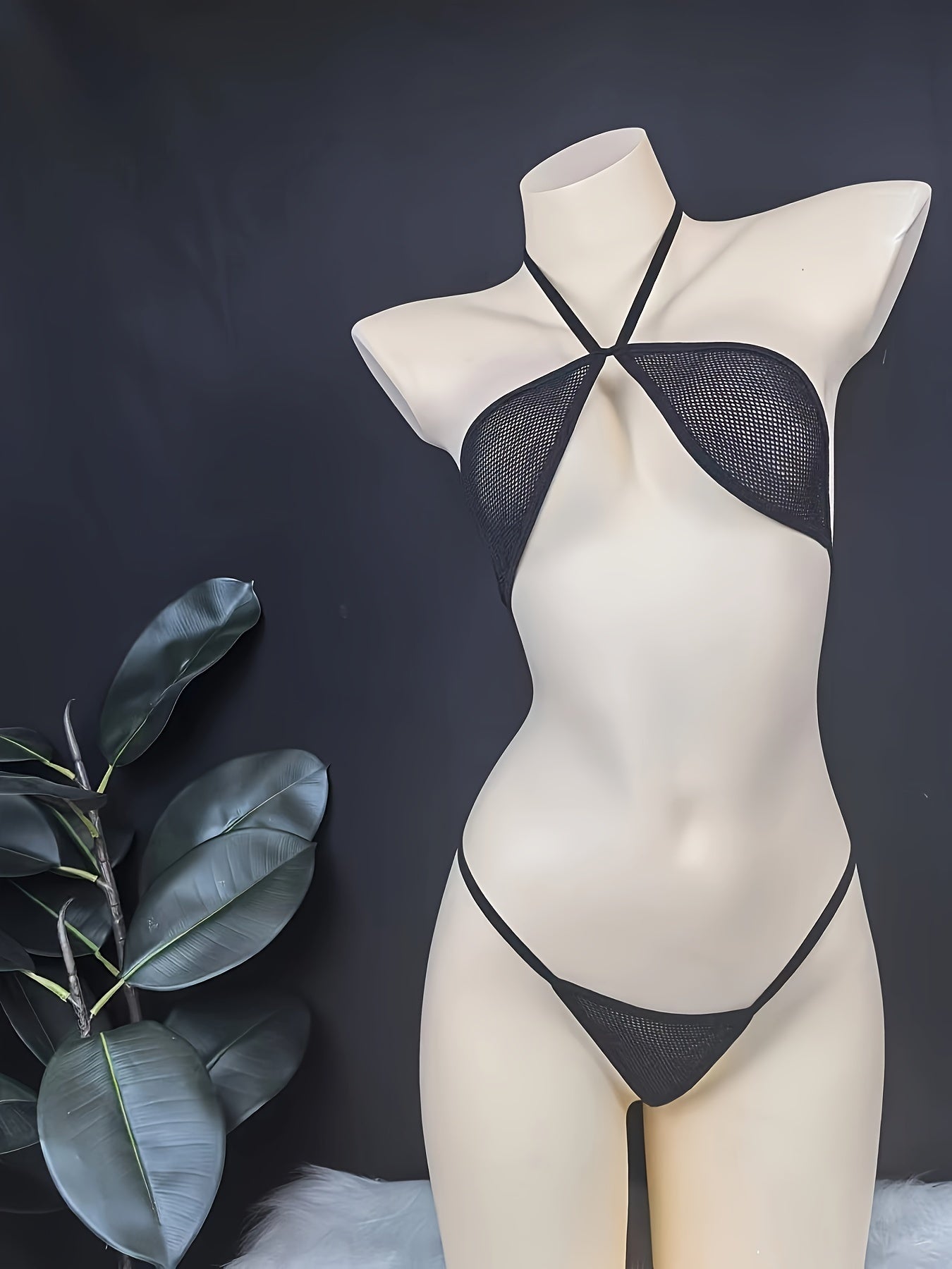 Women's Lace Mesh Bikini Set with Seductive Net Detailing