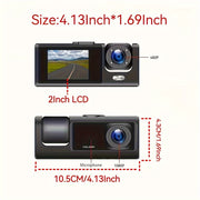 3-Channel Car Dash Cam 1080P Night Vision Loop Recording 5.08cm Screen