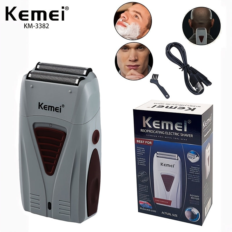 Men's Electric Shaver Wet Dry Cordless USB Rechargeable with 2 Razors