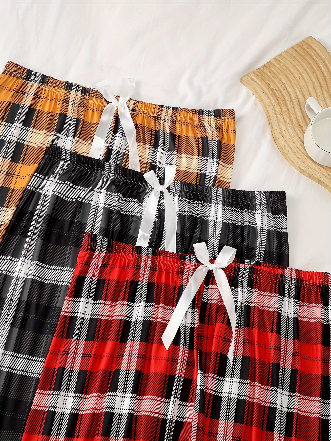 Women's Plus Size Plaid Lounge Pants Elastic Waist Home Wear Trousers