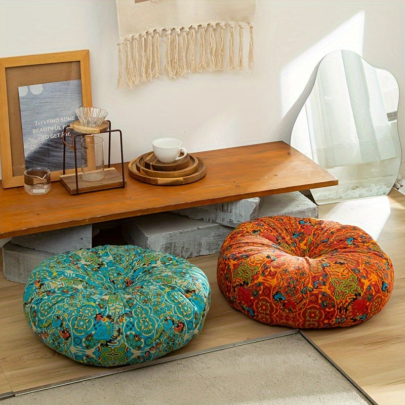 Boho Linen Cushion with Pom Poms, Round or Square Home Decor Pillow