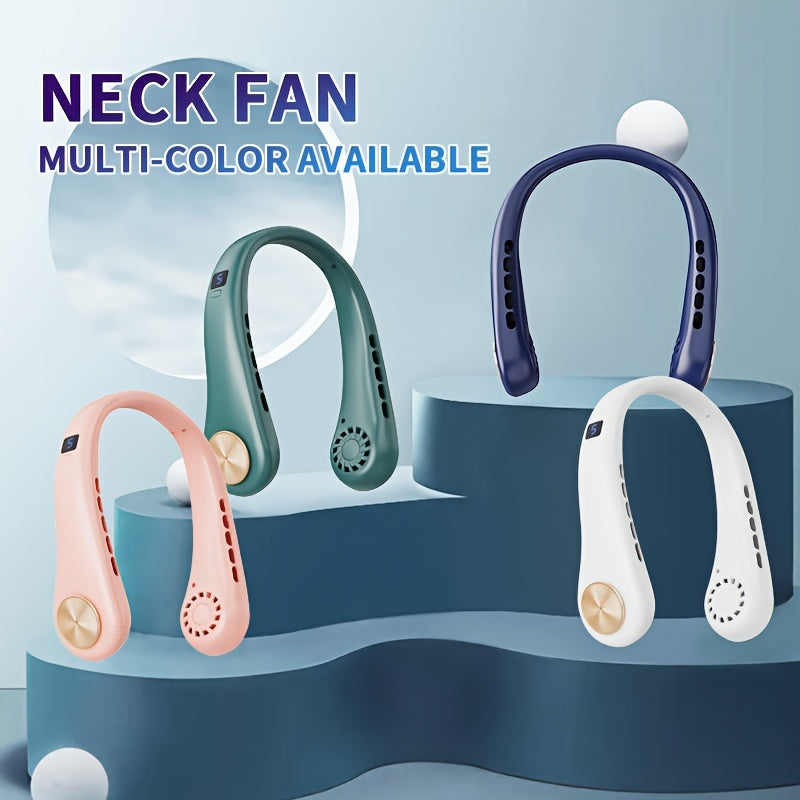 Portable Neck Fan with Digital Display, 5-Speed, Rechargeable, Wearable