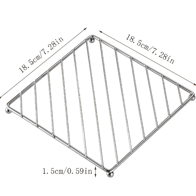 Two-Pack Stainless Steel Heat-Resistant Pot Holders Square Kitchen Mats for Pans Casseroles