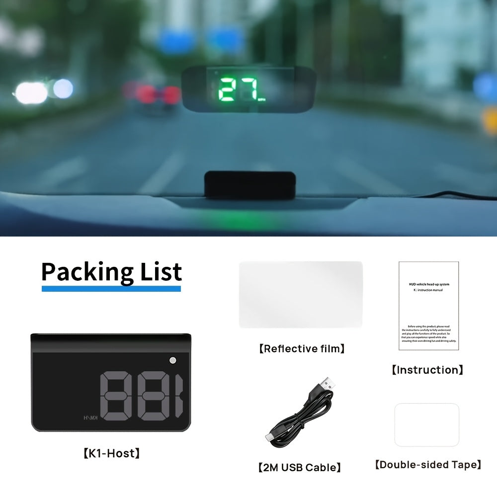 Universal Car Digital Speedometer HUD with White and Green LED Compatible with All Vehicles